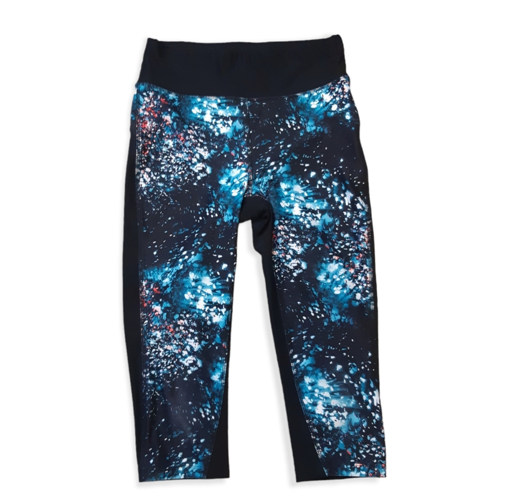 La vie en rose aqua galaxy print cropped leggings womens Size medium